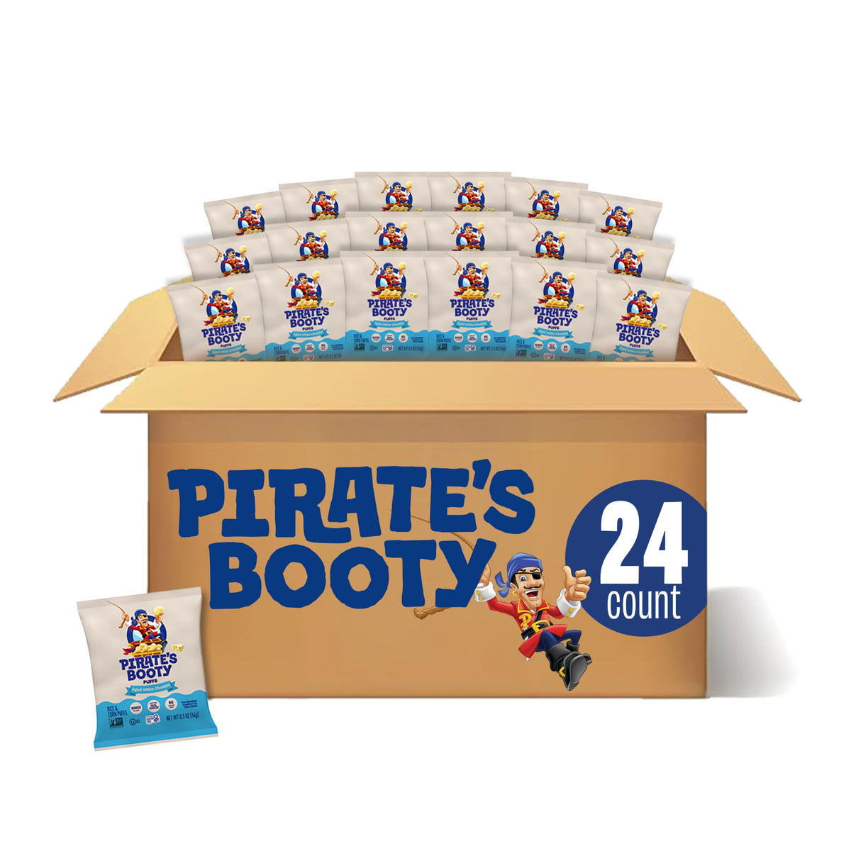 24 Count Pirate's Booty Aged Cheddar Cheese Puffs (OU-D)