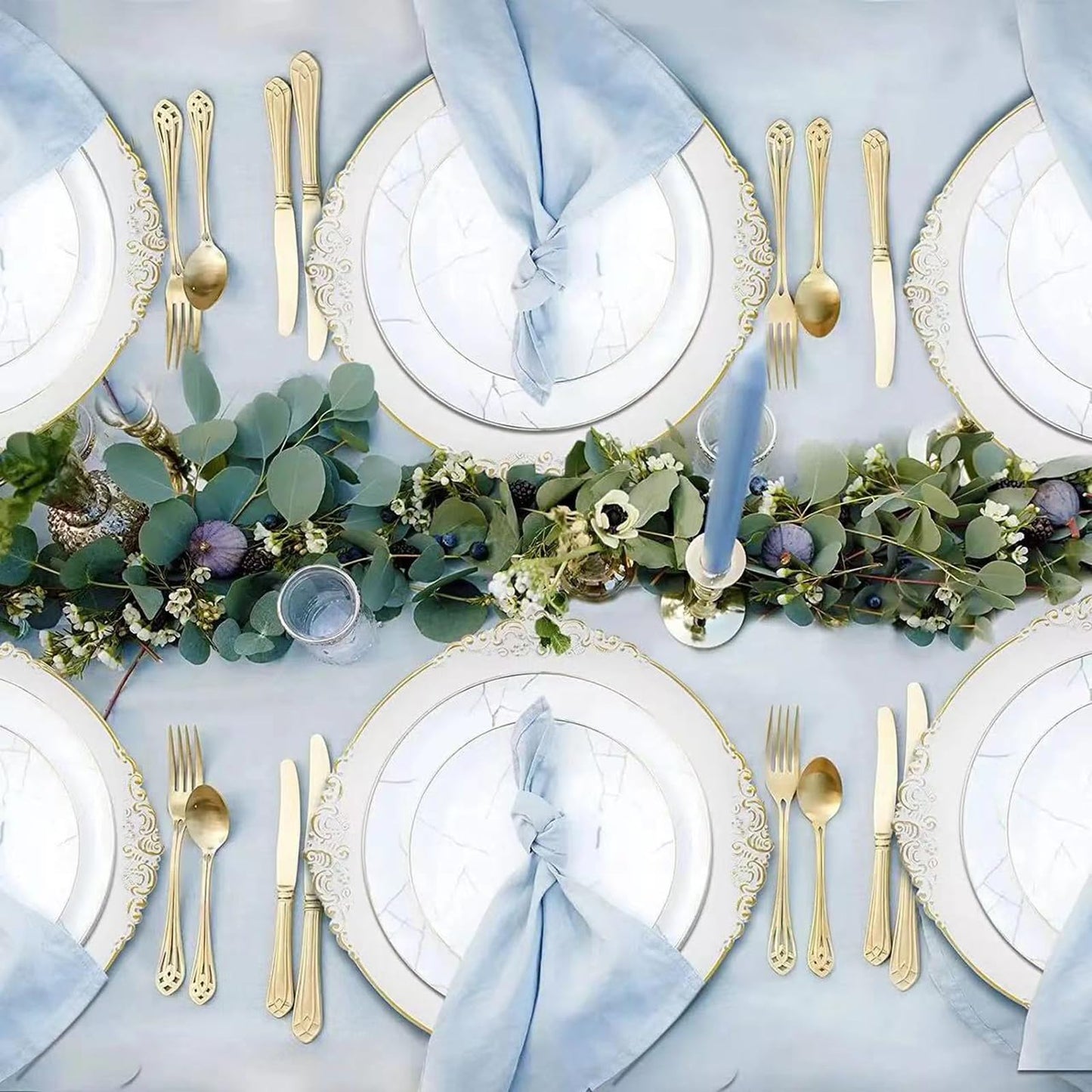 Junnfun White Charger Plates Set of 6,White Chargers for Dinner Plates,Plastic Charger Plates White and Gold Rim Charger Plates,Vintage Plate Chargers for Table Settings,Sturdy and Beautiful