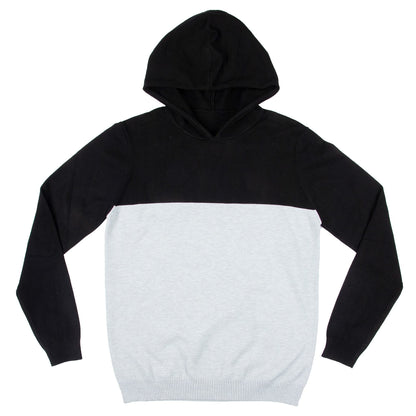 X RAY Mens Hoodies Long Sleeve Sweater for Fall, Color Block Stretch Hooded Pullover Sweatshirts for Men, Black & Heather Grey, Large