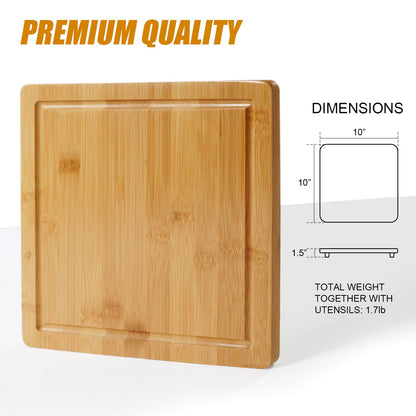 Bamboo Charcuterie Board Set with Drawer