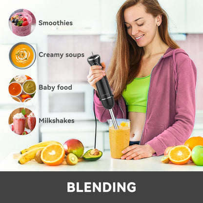 Immersion Blender Handheld, 1000W Scratch Resistant Hand Blender, Abuler 5 in 1 Emulsifier Blender Mixer, BPA-Free 12 Speed Stick Blender, Beaker, Chopper, Whisk, Frother, for Soup, Sauce (Black)
