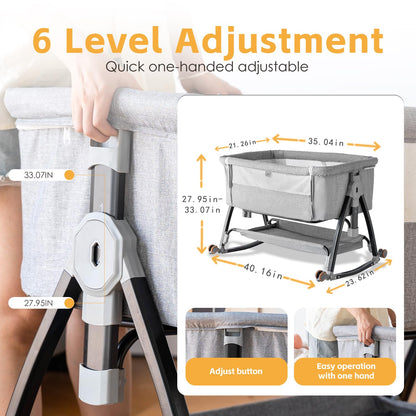 3 in 1 Baby Bassinet with Quick Height Adjustment