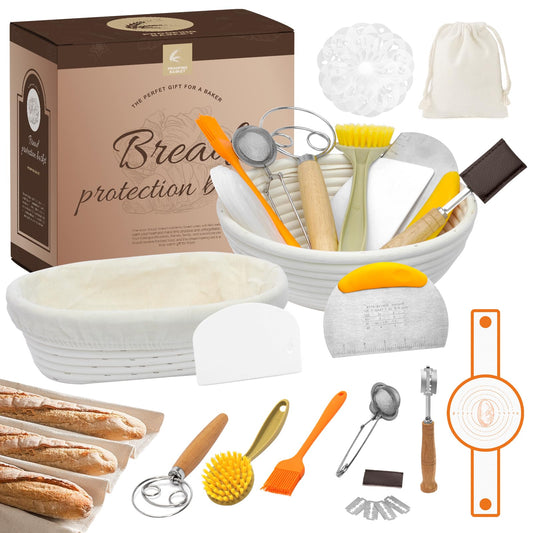 Sourdough Bread Baking Kit with Cane Baskets