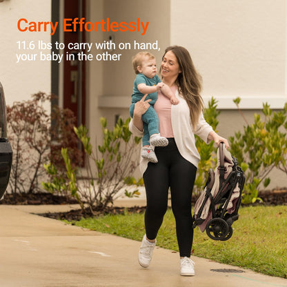 MAMAZING Lightweight Baby Travel Stroller with Carbon Fiber Frame, Compact & Airplane-Friendly, One-Handed Folding Design, 11.6 lbs, Perfect for Toddlers, Organizer & Cushion Included, Simply Taupe