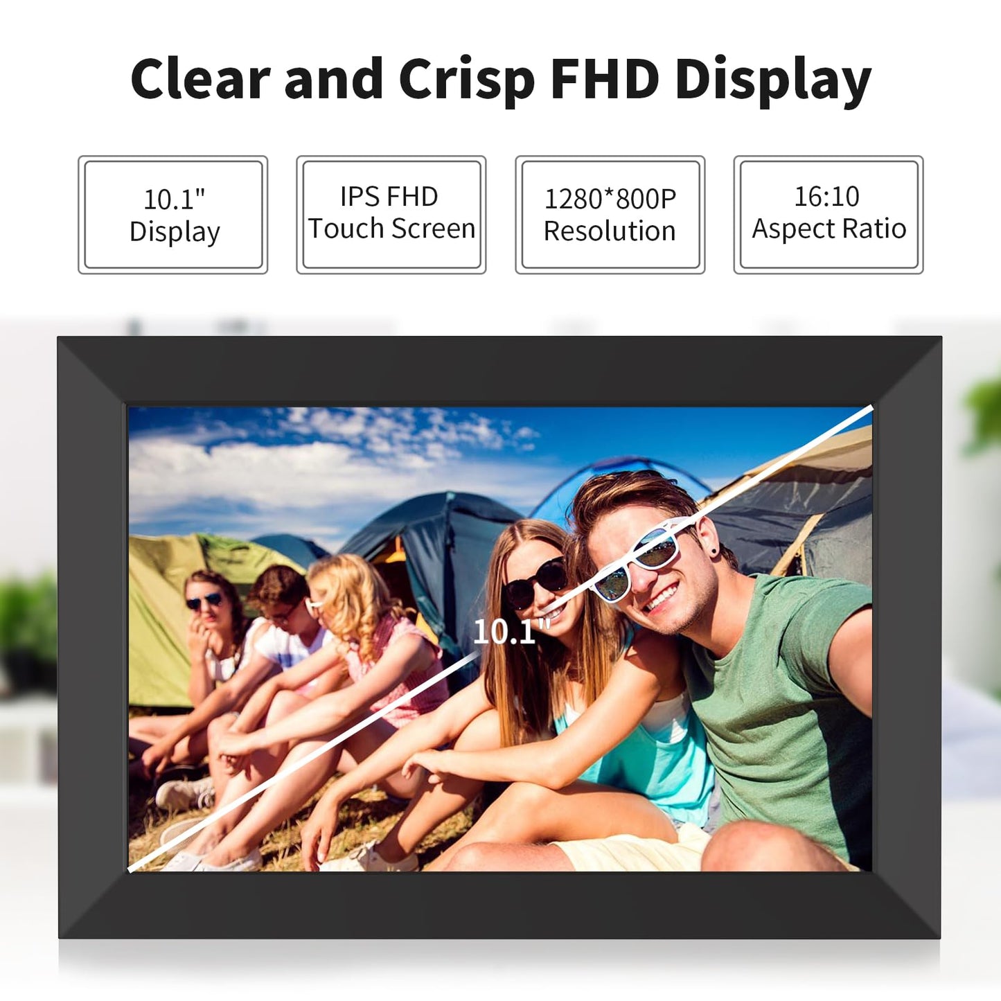 Digital Picture Frame 10.1 Inch WiFi Digital Photo Frame Electronic Picture Frame Slideshow, Built in 16GB Storage, Wall-Mounted, Auto Rotate, Easy to Upload Photos and Video Instantly via Uhale APP