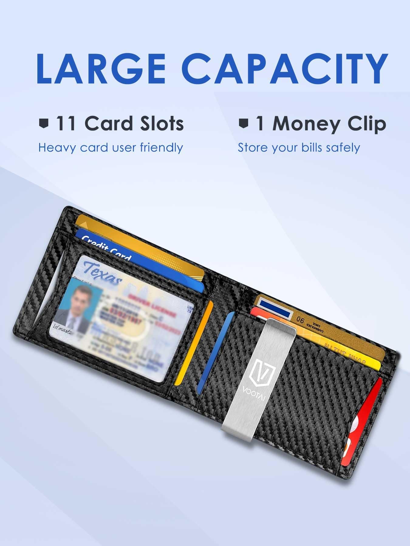Father's Day Gifts from Daughter Son Wife, Slim Wallet for Men Minimalist, Gifts for Dad Men Him Boyfriend Birthday, Mens Wallets Rfid Blocking, Leather Money Clip Wallet with Credit Card Holder