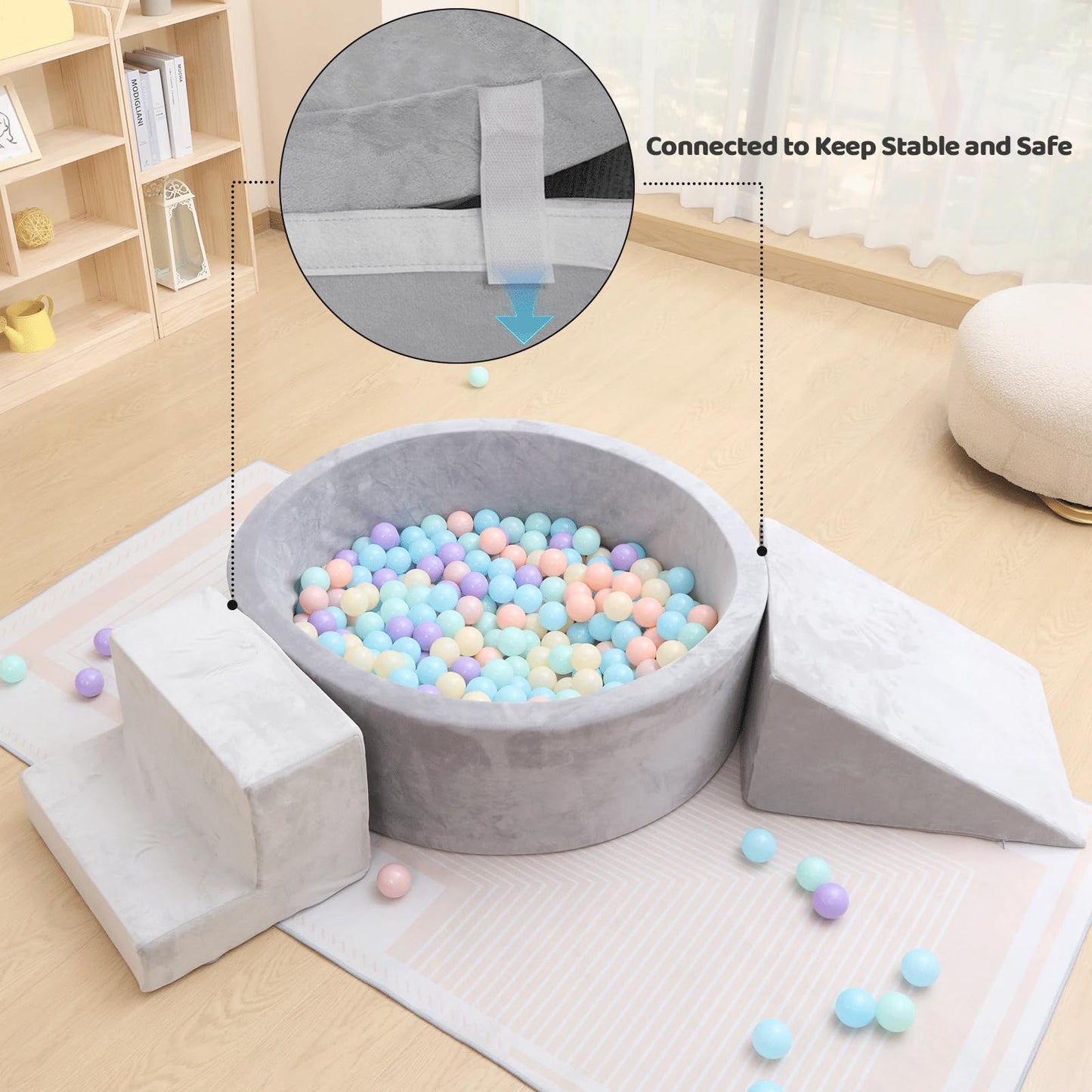 Foam Ball Pit with Climbing Blocks for Toddlers