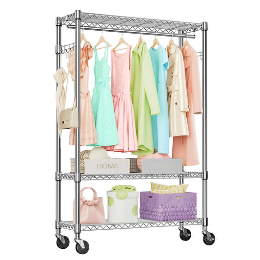 3-Tier Heavy Duty Garment Rack with Wheels