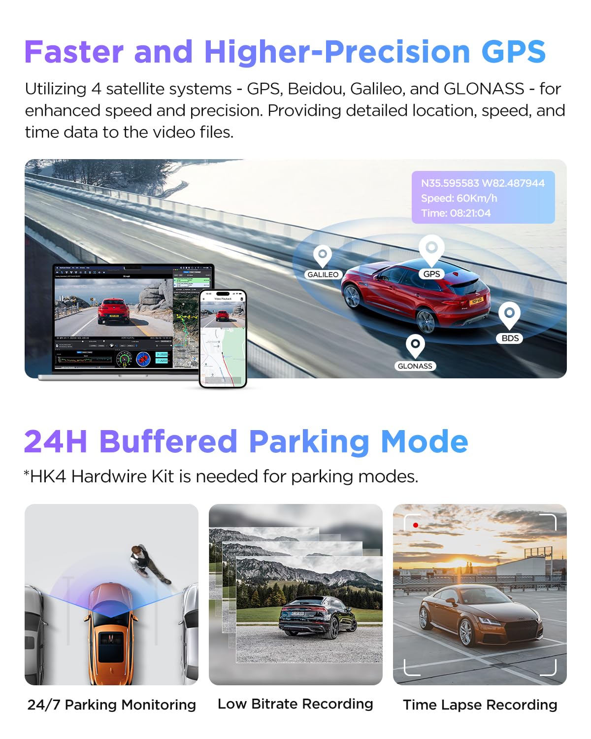 VIOFO A229 Pro 4K HDR Dash Cam, Dual STARVIS 2 IMX678 IMX675, 4K+2K Front and Rear Car Camera, 2 Channel with HDR, Voice Control, 5GHz WiFi GPS, Night Vision 2.0, 24H Parking Mode, Support 512GB Max