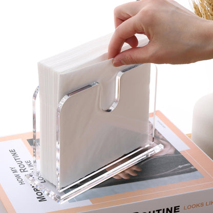 Napkin Holder for Table, Acrylic Napkin Holder for Paper Napkins, Standing Napkin dispenser, Clear Napkin Holders for kitchen Dining Decor