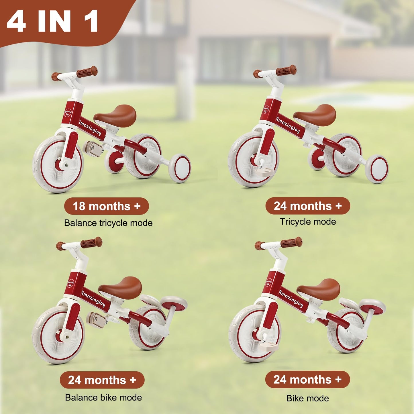 4-in-1 Toddler Tricycle for Ages 2-5