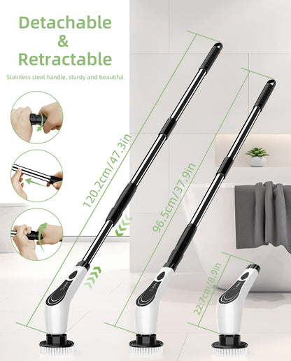 Cordless Electric Spin Scrubber with 8 Brush Heads