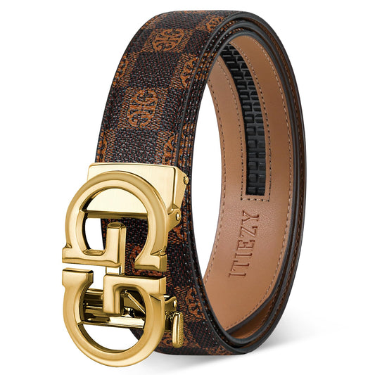 ITIEZY Adjustable Leather Ratchet Belt for Men