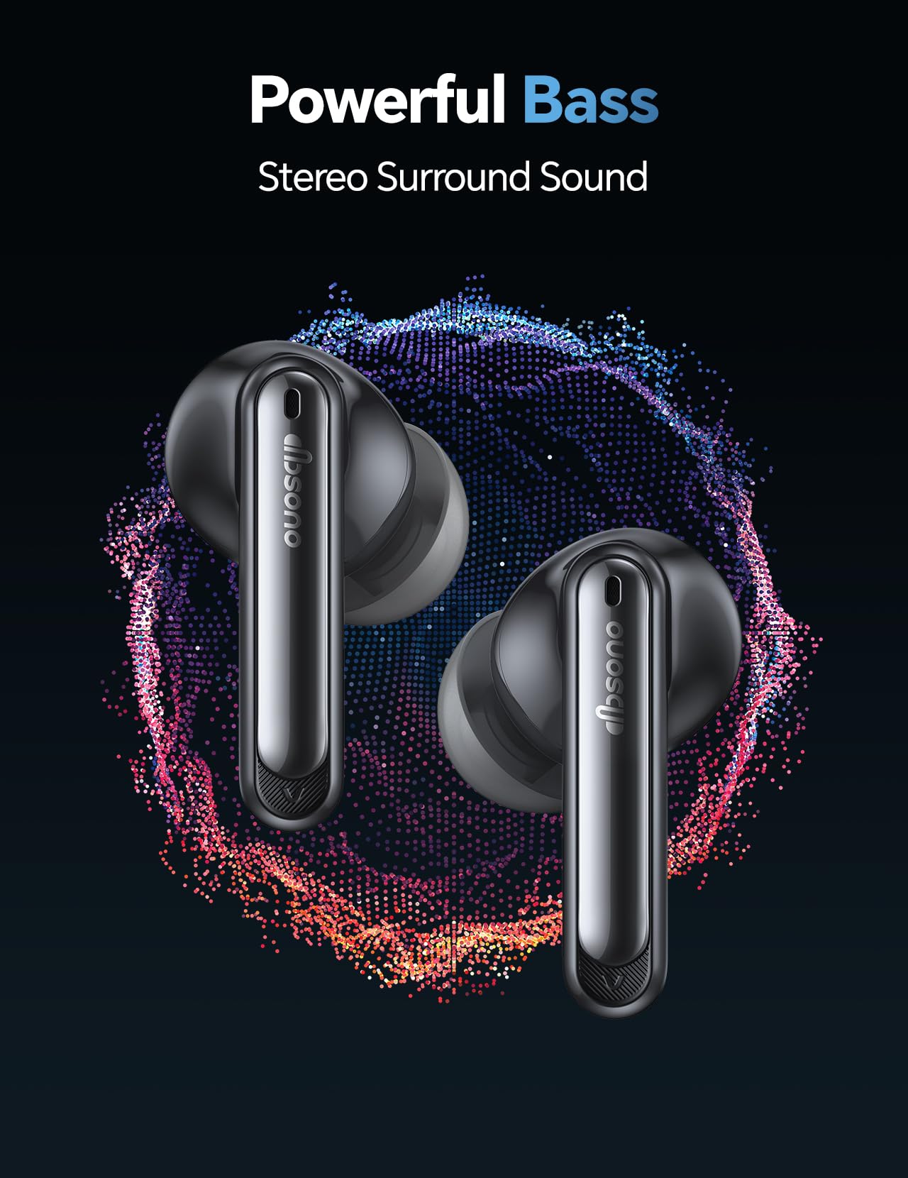 Wireless Bluetooth Earbuds: White Elephant Gifts Stocking Stuffers for Adults/Teens/Men, 13mm Drivers Hi-Fi Deep Bass, 30H Playtime, Touchscreen Control, Mic for Calls, IPX5 Water-Resistant, Black