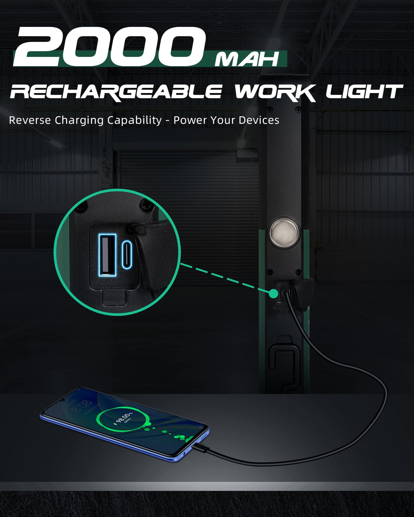 Rechargeable Magnetic LED Work Light by HOODINK