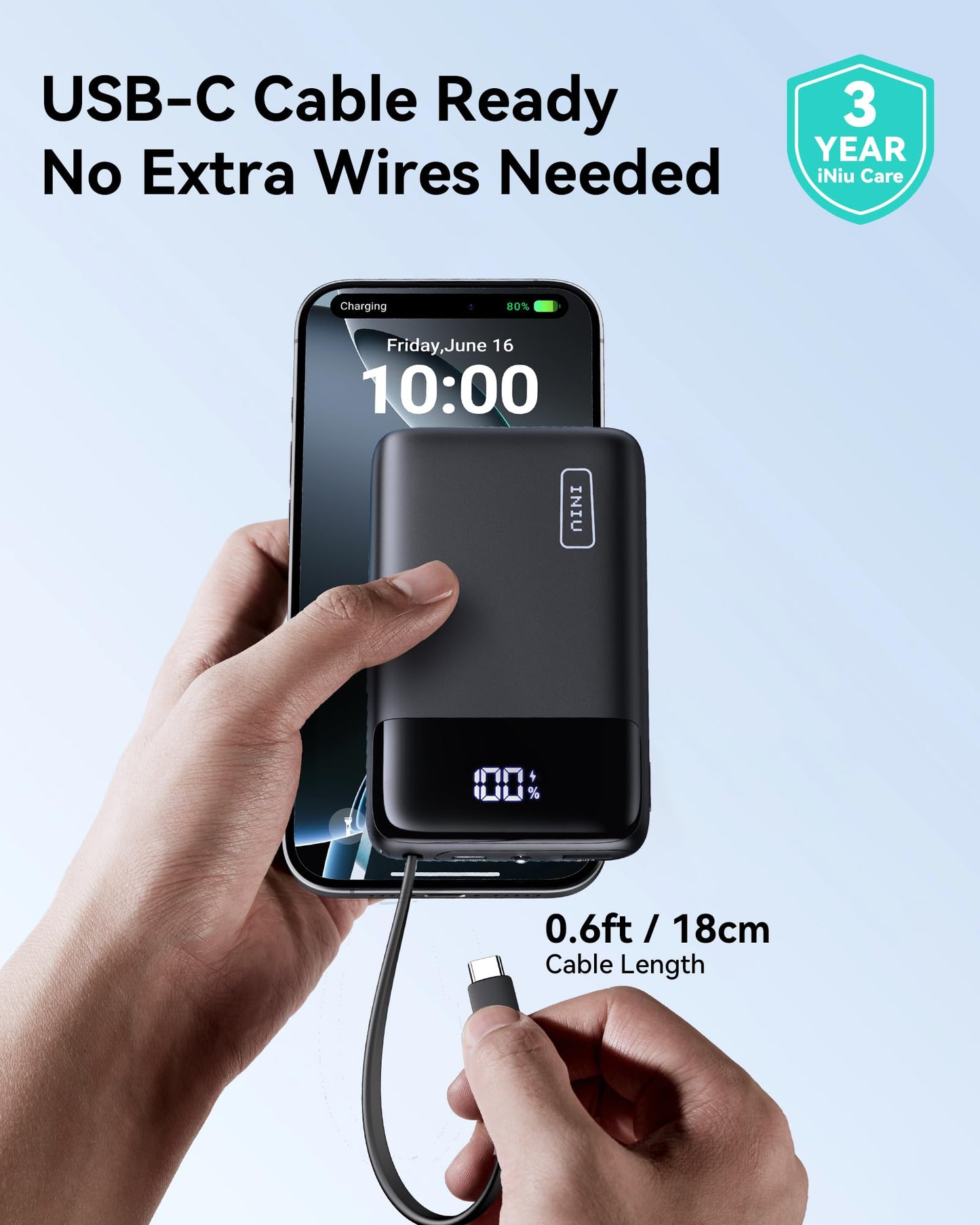 20000mAh INIU Portable Charger with USB-C Cable