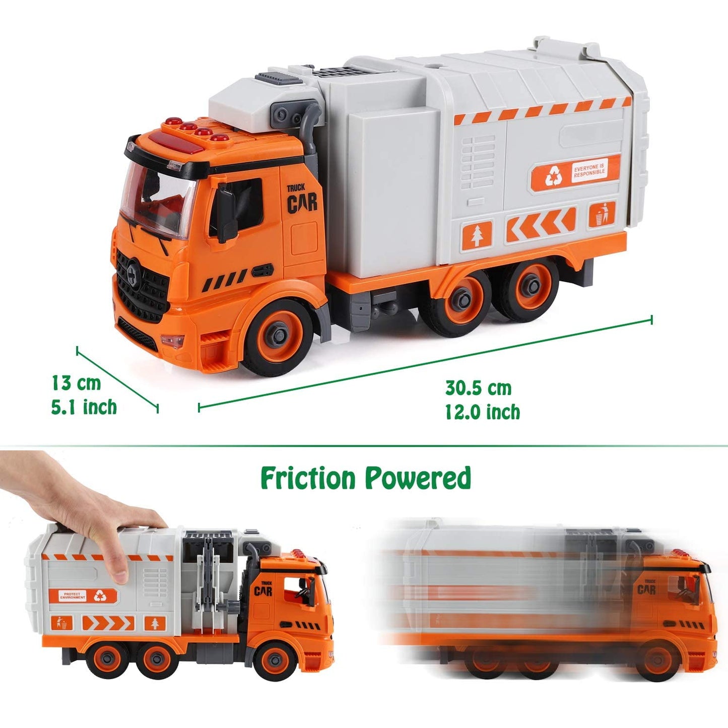 Garbage Truck Toy with Lights and Sounds