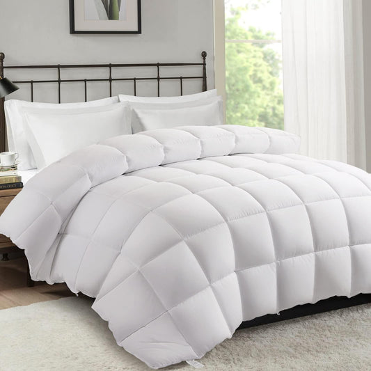 MERITLIFE Comforter Queen Size All Season Soft Down Alternative Comforter Lightweight & Breathable 2100 Series Reversible Duvet Insert with Corner Ties-Machine Washable (White Queen,88"x88")
