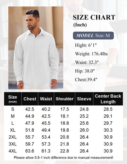 COOFANDY Long Sleeve Casual Button Down Shirt