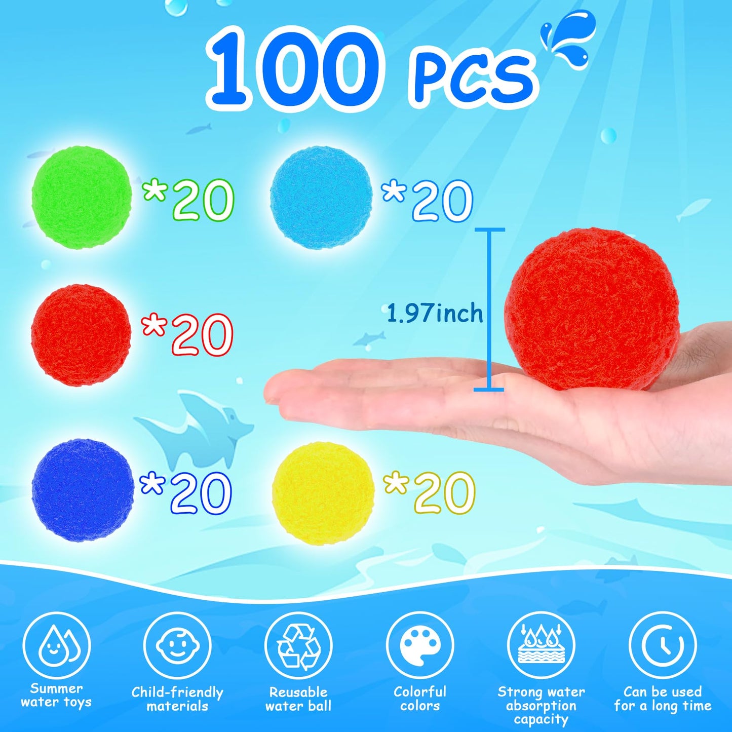 Reusable Water Balloons for Kids - 100 Pack
