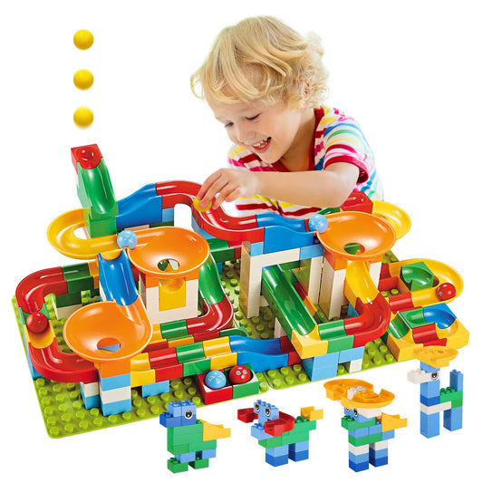 Marble Run,176 Pcs Marble Run Building Blocks, Kids Marble Run Race Track,STEM Learning Toys，Classic Marble Track for Boys Girls Toddler Age 3,4,5,6,7,8