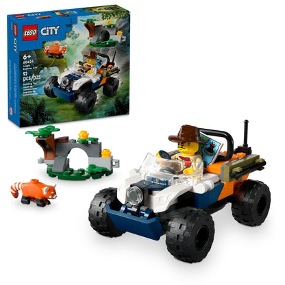 LEGO City Jungle Explorer ATV Red Panda Mission Car Toy, Fun Summer Toy for Kids Ages 6 and Up, Jungle Explorer Minifigure & Animal Figure Included, Outdoor Toy Gift Idea for Adventure Fans, 60424