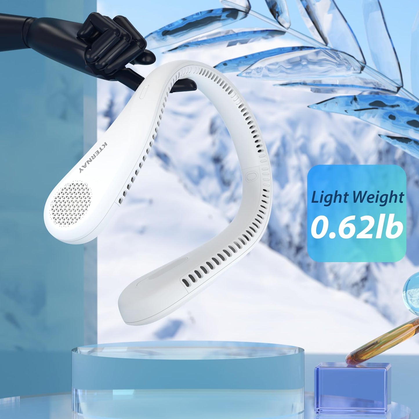 Kternay Bladeless Neck Fan - 5200mAh Portable Neck Fan with 3 Wind Speed,USB Rechargeable Personal Neck Fan, Hands-Free Design USB Fan - Ideal for Outdoor Activities and Travel