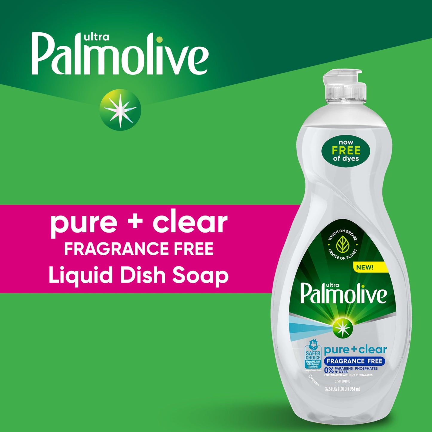 Palmolive Dish Soap, Pure + Clear, 32.5 oz