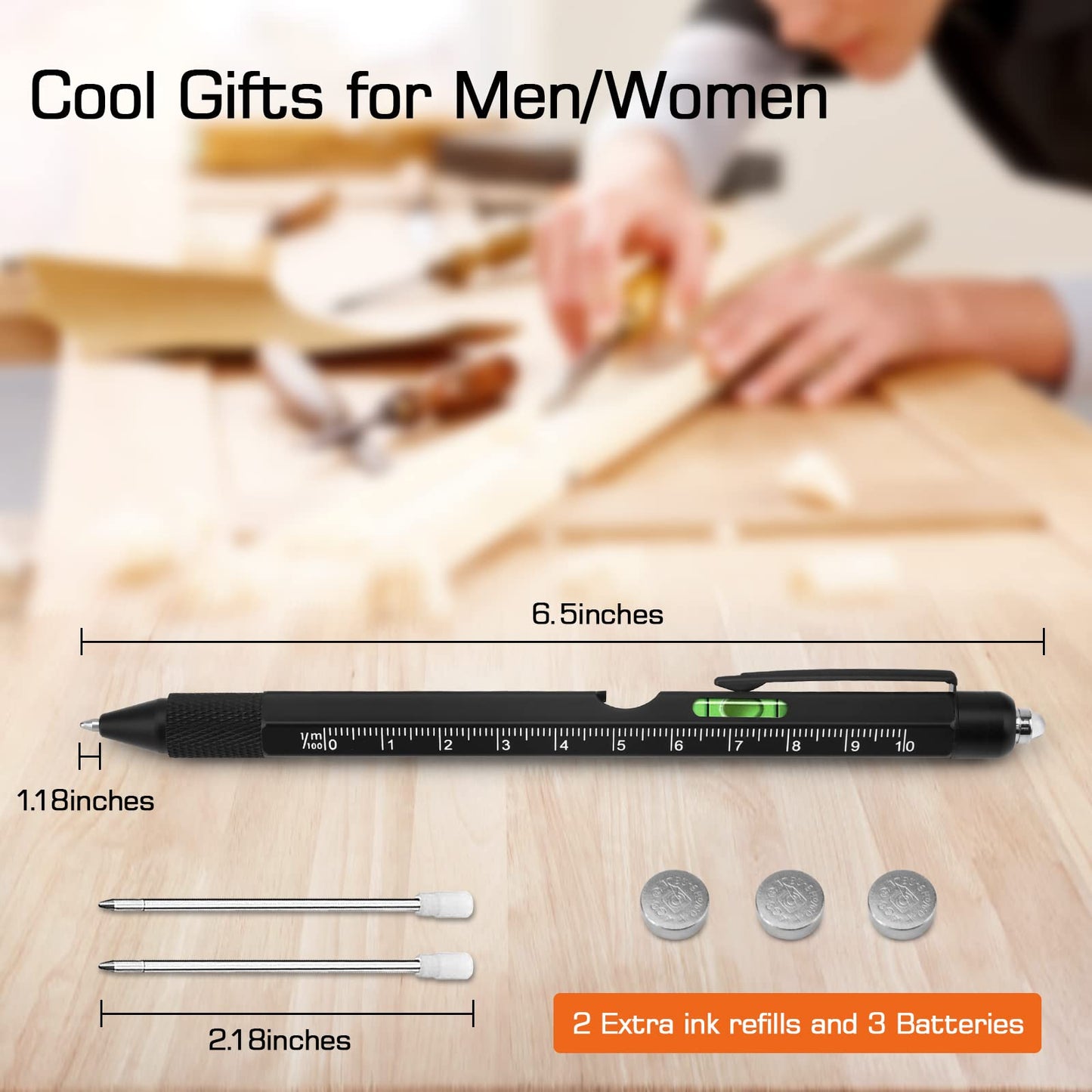 Gifts for Men, Fathers Day Dad Gifts from Daughter Son Wife, 9 in 1 Multitool Pen, Tools Gadgets for Men, Birthday Father’s Day Gift for Dad Grandpa Husband Him, Christmas Stocking Stuffers for Adults
