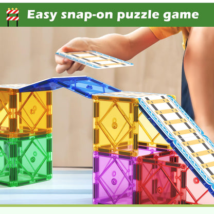 Magnetic Tiles Train Track Playset for Kids