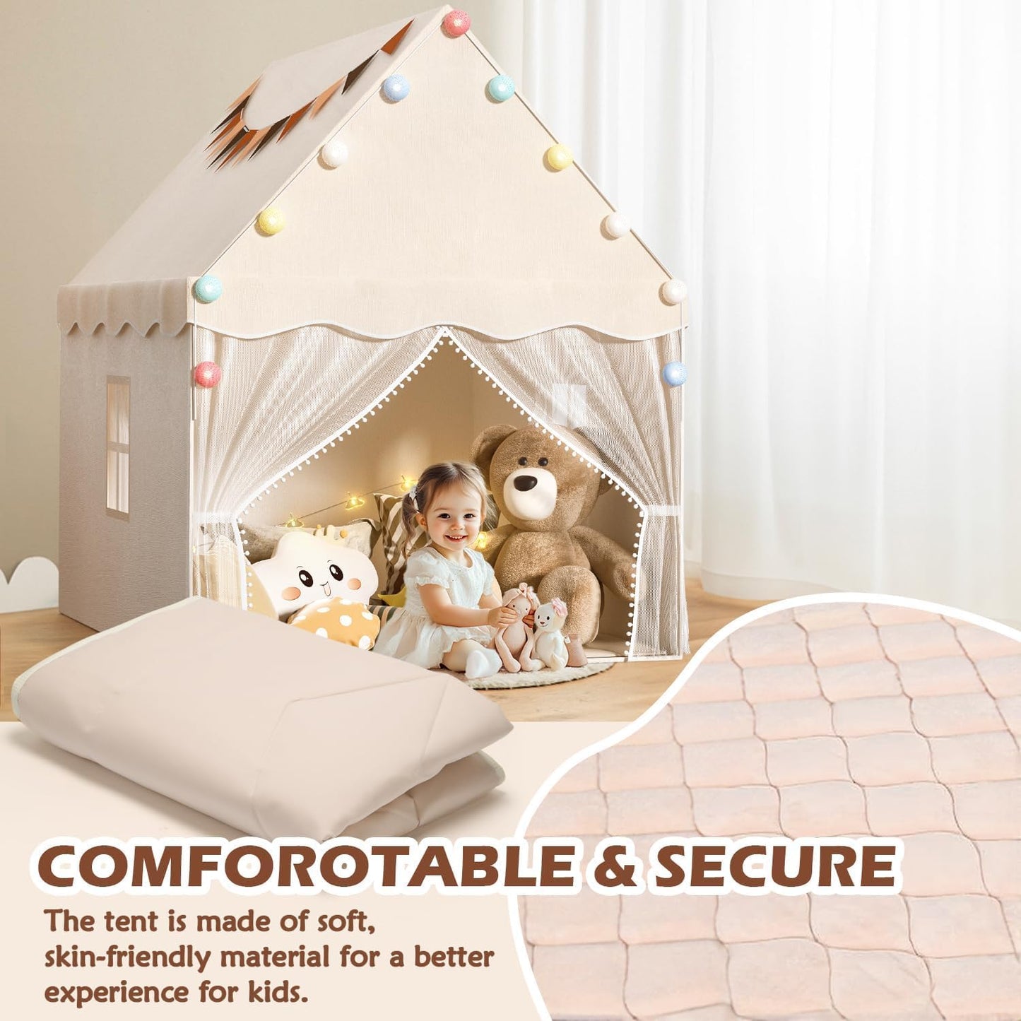 Kids Play Tent with Star Light & Mat