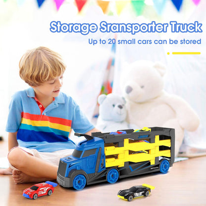 Transport Truck Toy with Race Car Track