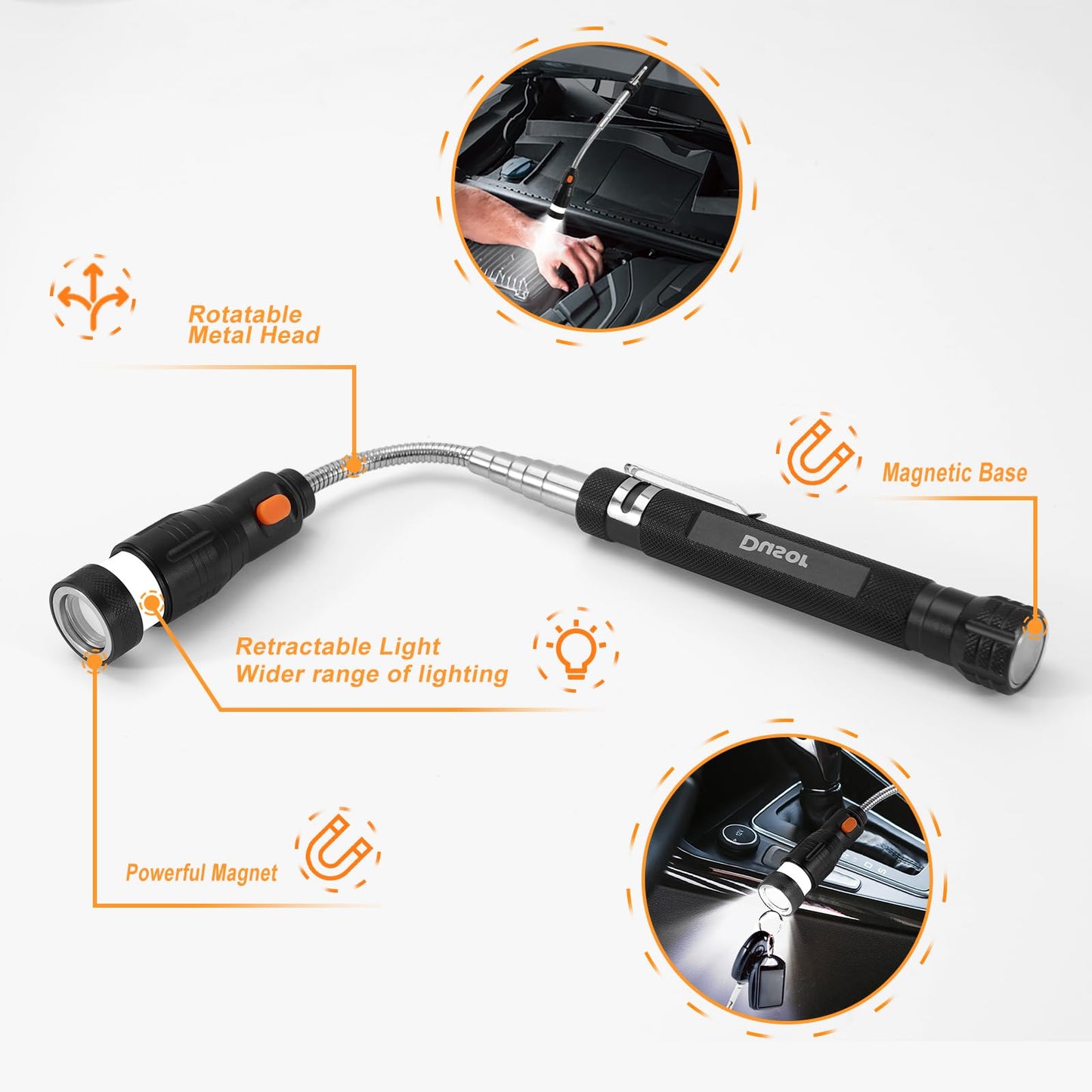 Magnetic Pickup Tool with LED Lights for Men