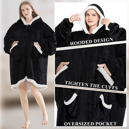 Topcee Unisex Black Sherpa Fleece Hoodie