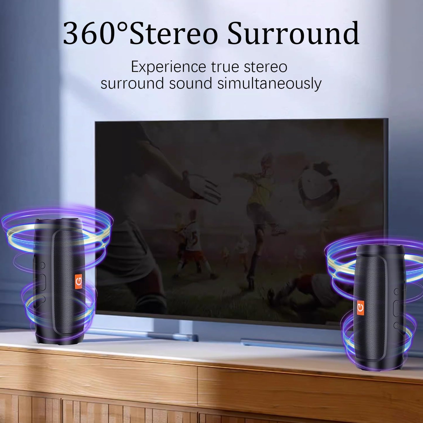 Wireless Speakers,Wireless Portable Speaker, Stereo Subwoofer Rod Built-in Mic, FM/TF Card/U Disk, Connect Mobile Phone/Computer/TV, True Wireless Stereo Speaker for Indoor&Outdoor A5212(Black)