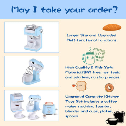 Kids Kitchen Appliances Toy Set with Light & Sound