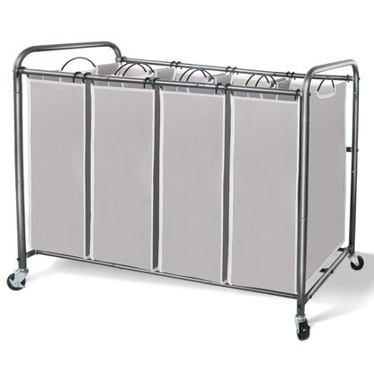 Laundry Sorter Hamper with Wheels and 4 Sections