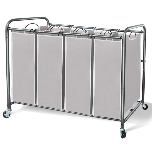 Laundry Sorter Hamper with Wheels and 4 Sections