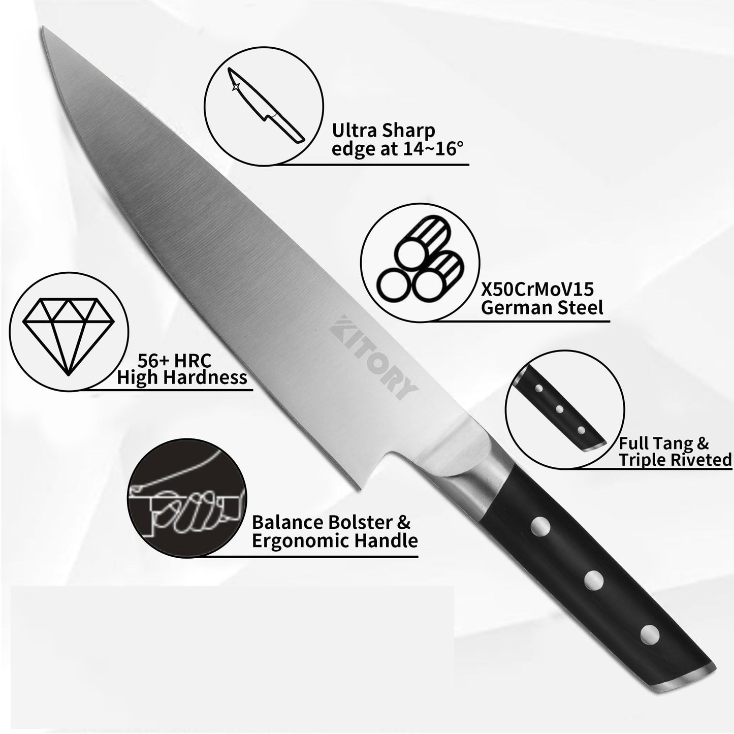 Kitory 8" Japanese Gyuto Chef Knife - Ergonomic