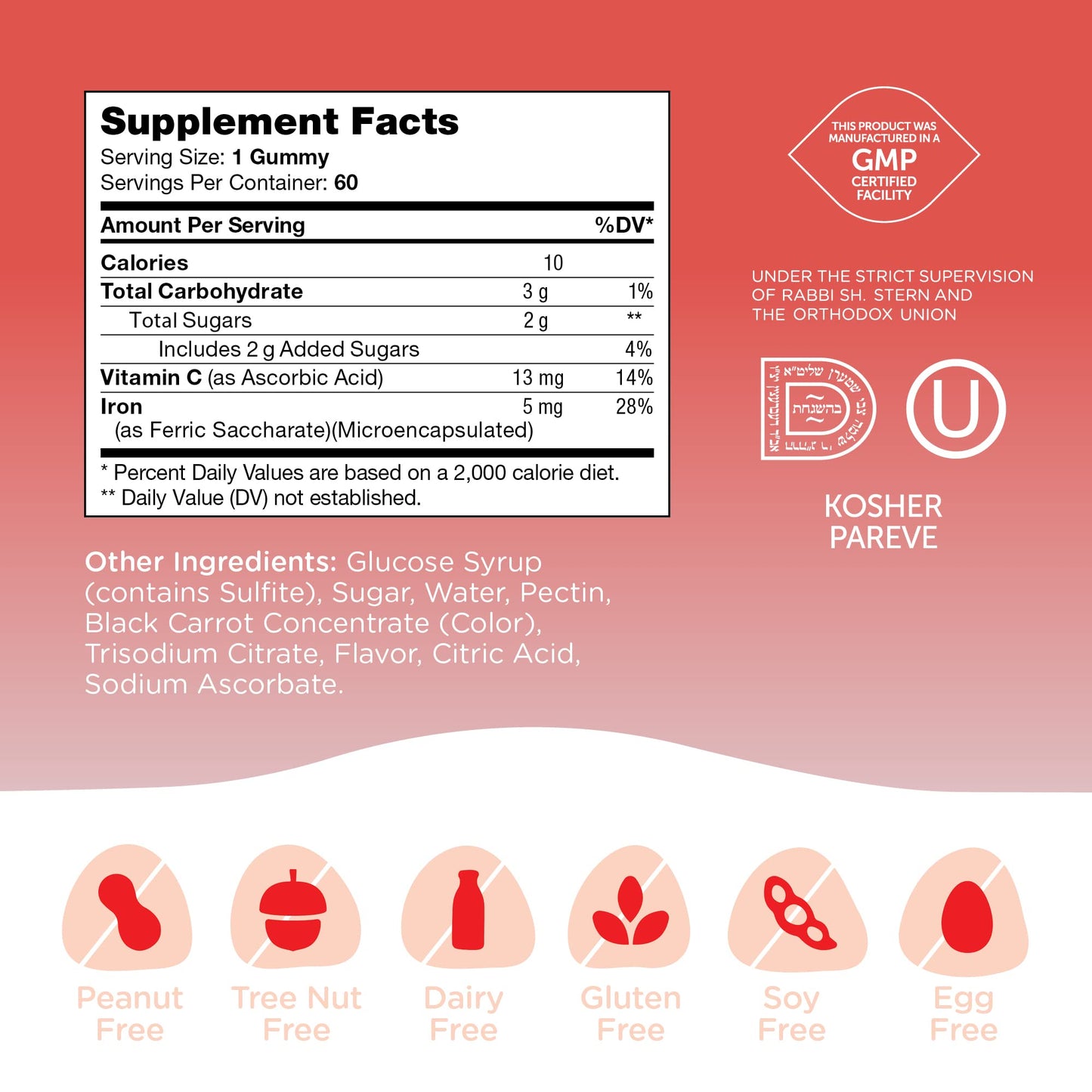Zahler Iron Gummies with Vitamin C - 60 Count