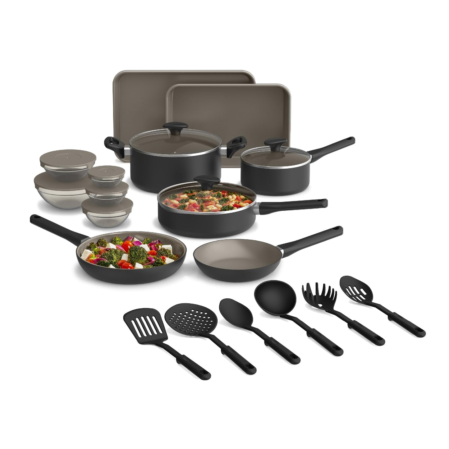 BELLA 21-Piece Nonstick Cookware Set with Lids