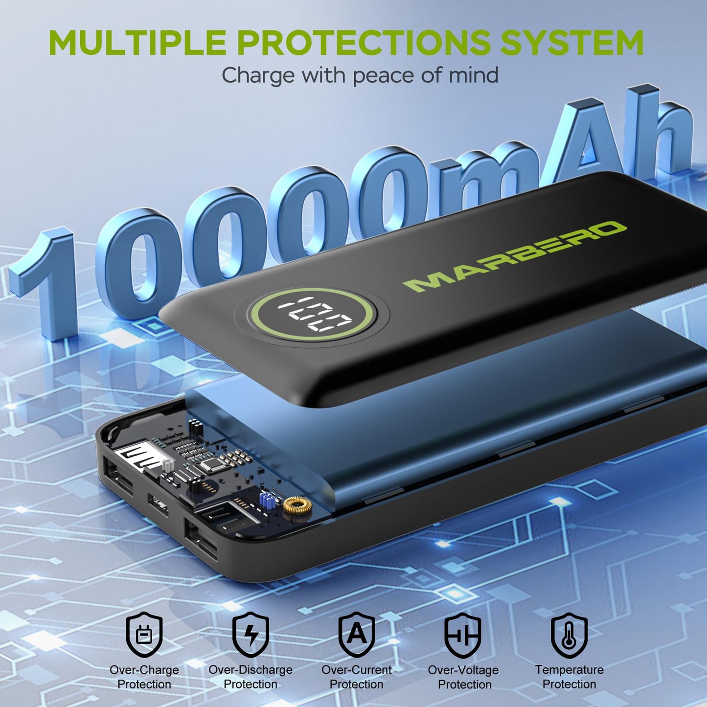 MARBERO 10000mAh Slim Portable Charger Power Bank