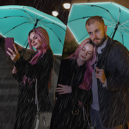 Lejorain Travel Folding Inverted Umbrella - Reverse LED Umbrella Automatic Open and Close - Reflective Collapsible Reversible Umbrella