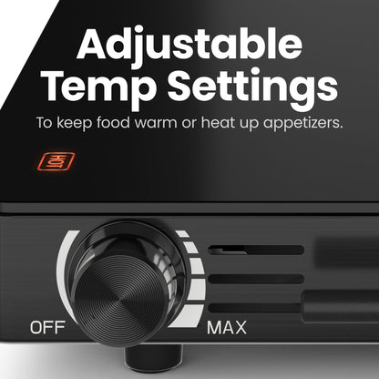 Chefman Electric Warming Tray with Adjustable Temperature Control, Perfect For Buffets, Restaurants, Parties, Events, and Home Dinners, Large 21” x 16” Glass-Top Surface Keeps Food Hot – Black