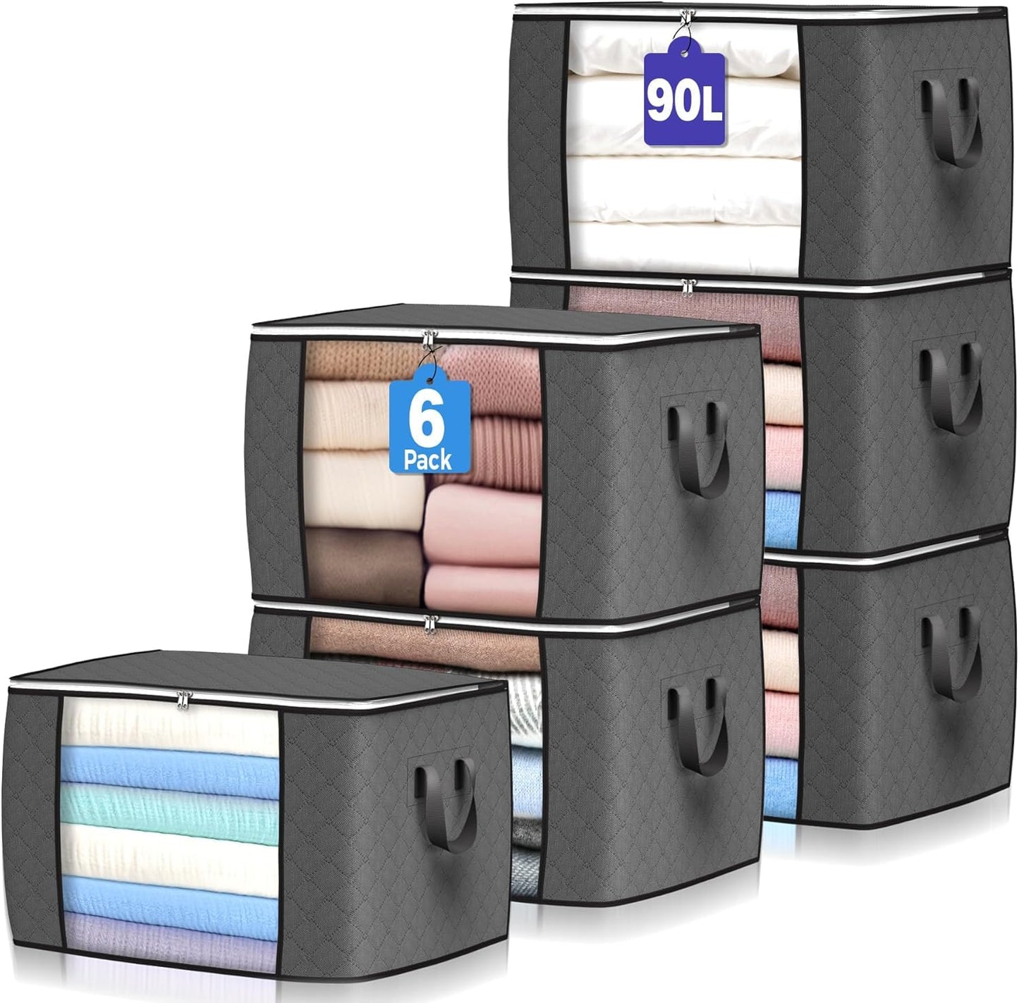 90 L Storage Bags, 6 Pack Organizers
