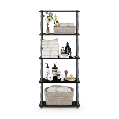 Furinno Turn-N-Tube 5-Tier Multipurpose Shelf / Display Rack / Storage Shelf / Bookshelf, Classic Tubes, Black/Grey