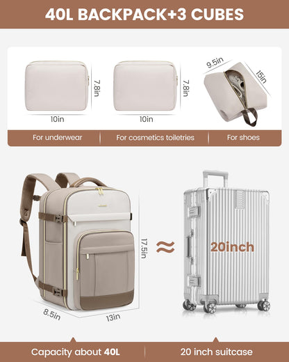40L LOVEVOOK Travel Backpack with Packing Cubes