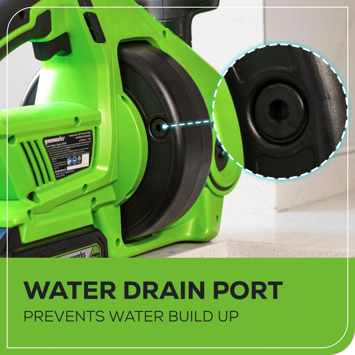 Greenworks Cordless Drain Auger with Battery & Charger