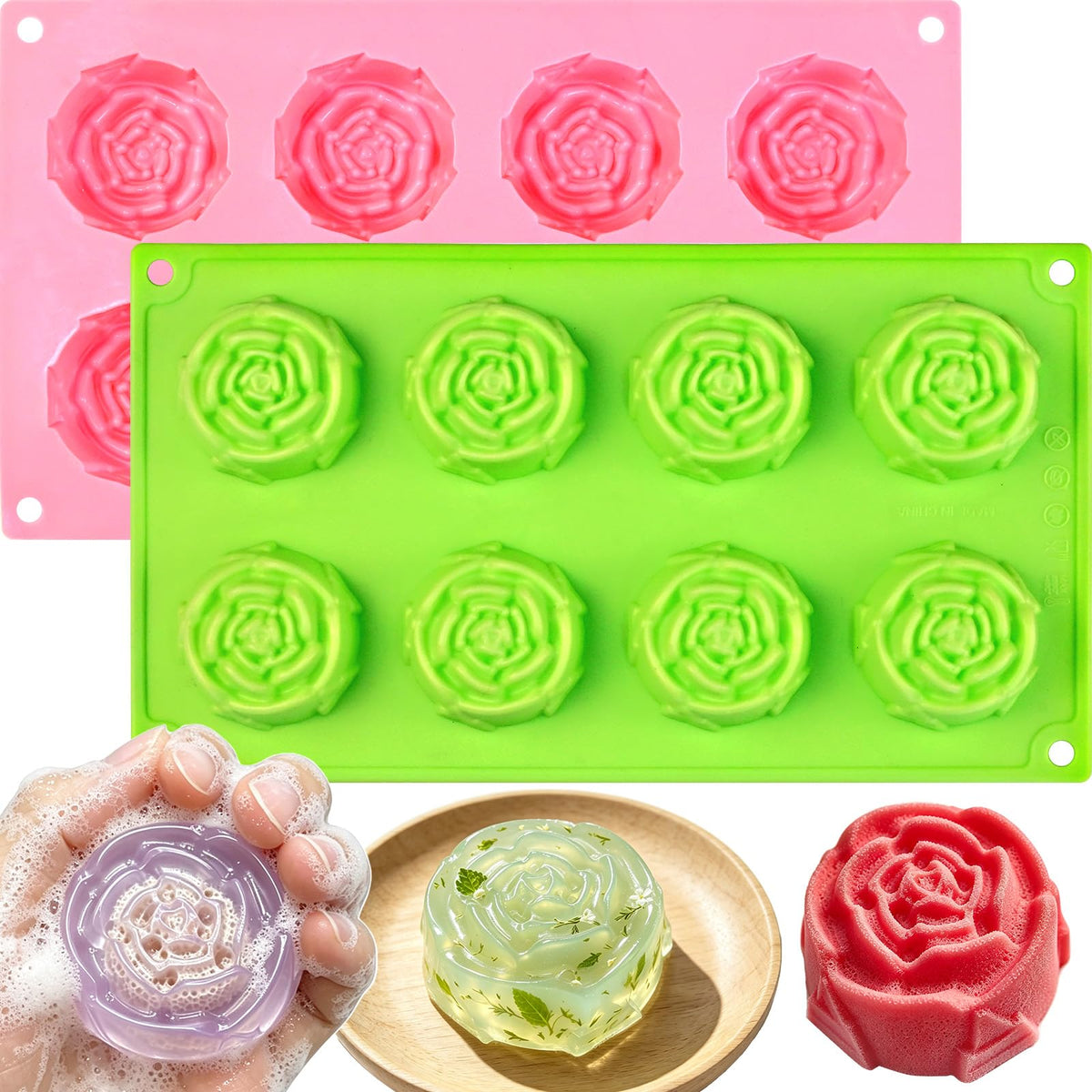 2 Pack Rose Silicone Soap Molds