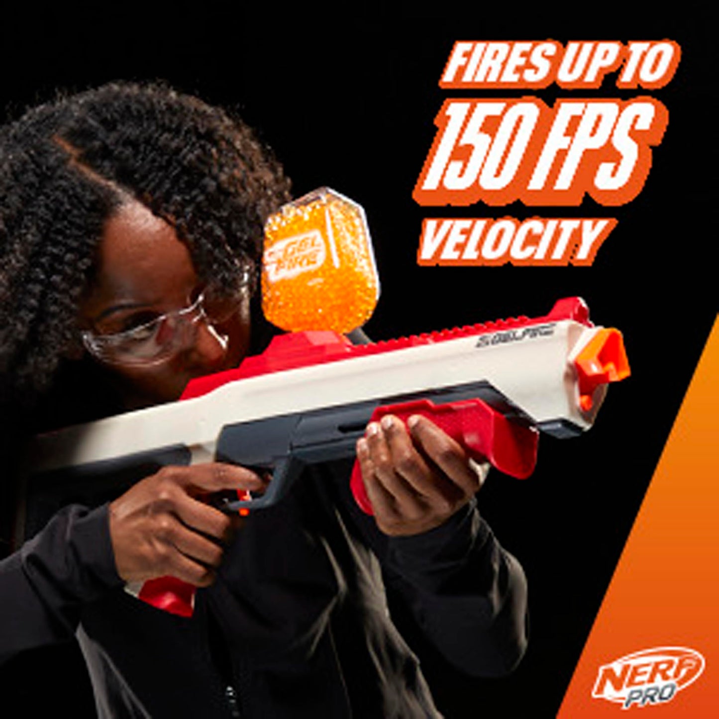 NERF Pro Gelfire Raid Blaster, Fire 5 Rounds at Once, 10,000 Gel Rounds, 800 Round Hopper, Eyewear, Toys for Teens Ages 14 & Up